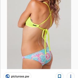 Jolyn bikini set. Top: yellow Bottoms: patterned